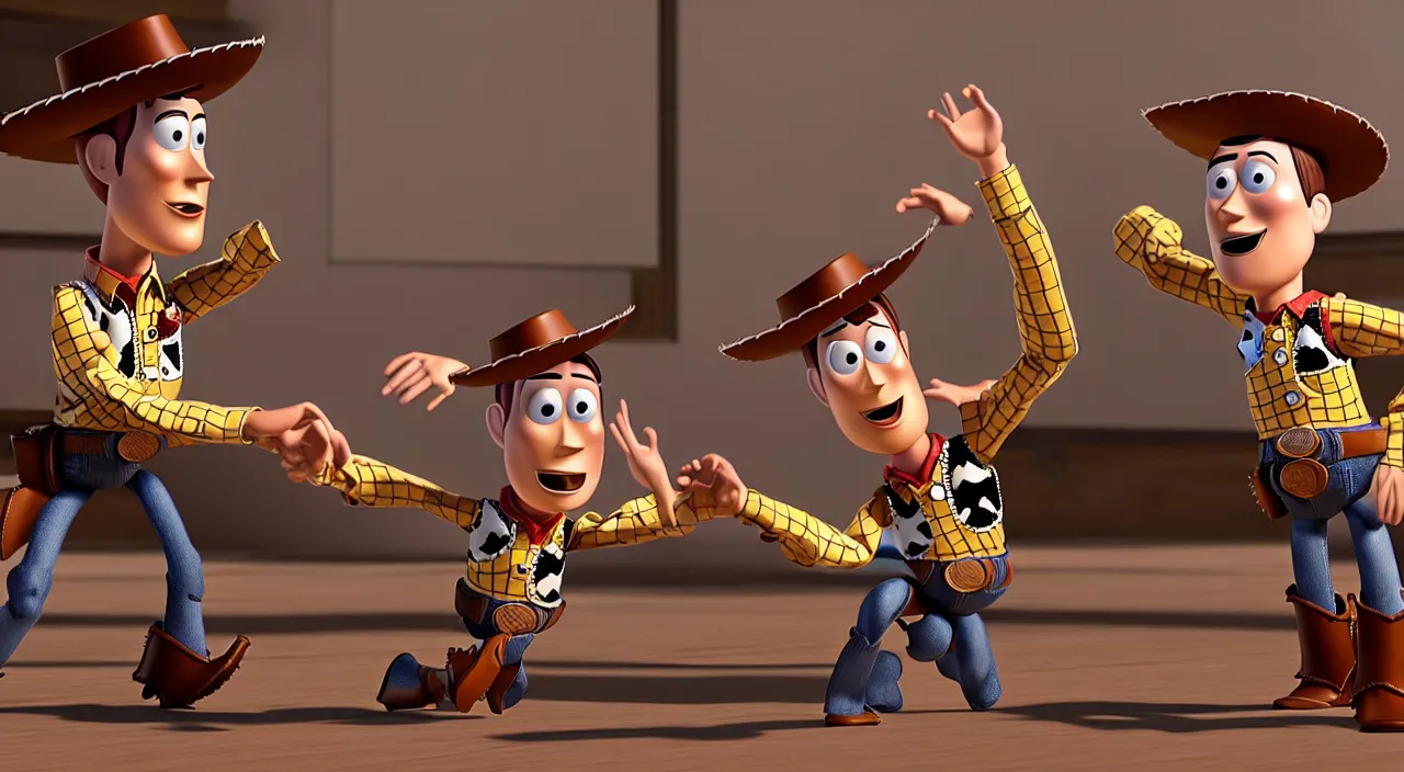 Image similar to Woody from Toy Story fighting his opponent in Fight Club. Cinematic, Award winning, ultra high resolution, intricate details, rendered with unreal engine, UHD 8K