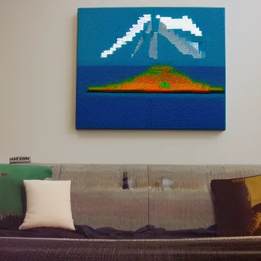 Image similar to Pixel art of mount Fuji, simplistic