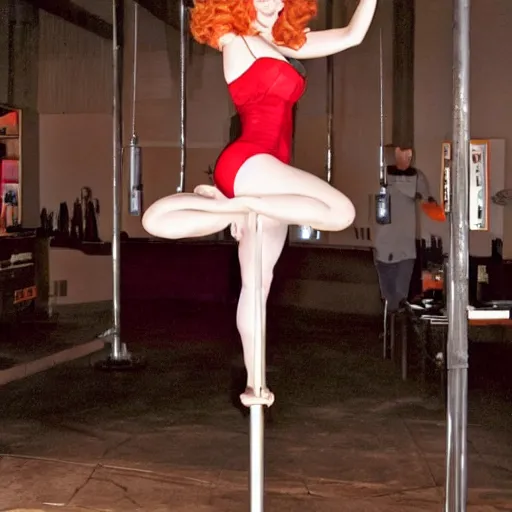 Image similar to christina hendricks doing pole dance,