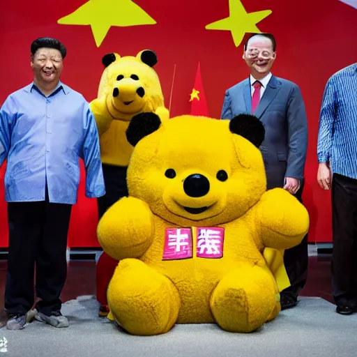 Prompt: xi jinping pooh bear cosplay, professional studio photograph