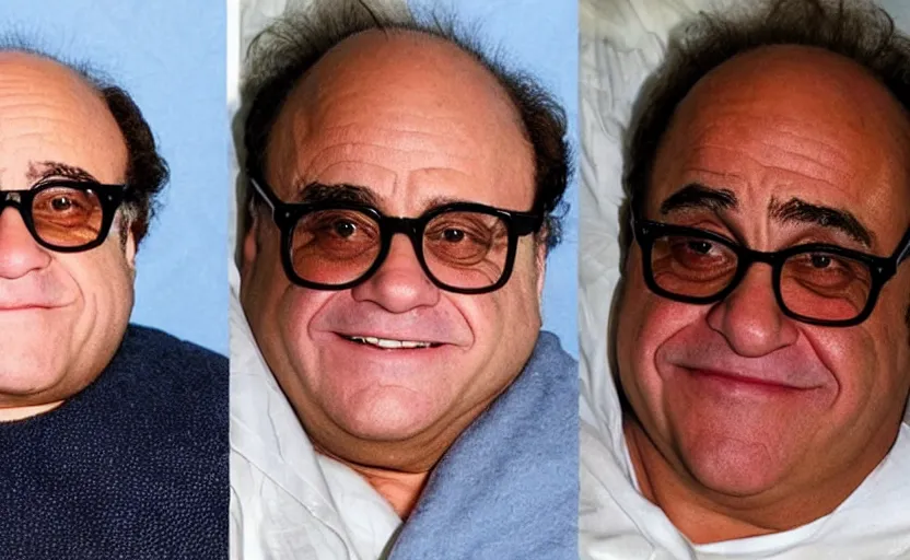 Image similar to before and after photos of danny devito undergoing obamification surgery to look more like obama.