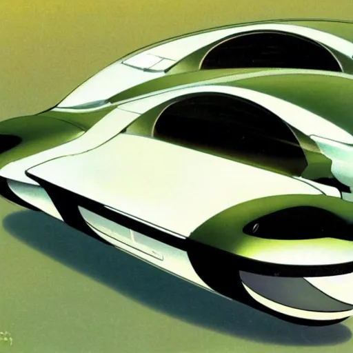 Prompt: Personal Pod Vehicles designed by Syd Mead