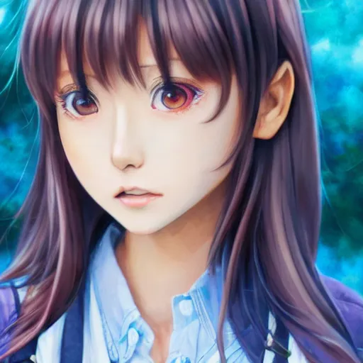 Image similar to dynamic composition, motion, ultra-detailed, incredibly detailed, a lot of details, amazing fine details and brush strokes, gentle palette, smooth, HD semirealistic anime CG concept art digital painting, watercolor oil painting of a young J-Pop idol schoolgirl, by a Japanese artist at ArtStation. Realistic artwork of a Japanese videogame, soft and harmonic colors.