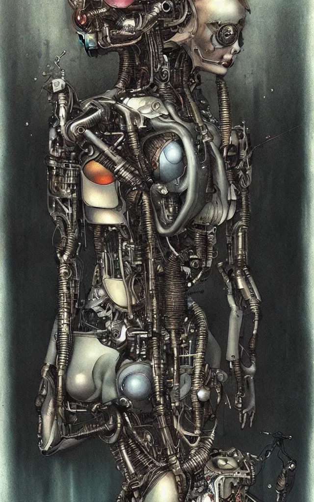 Image similar to futurist cyborg maiden, perfect future, award winning art by santiago caruso, iridescent color palette