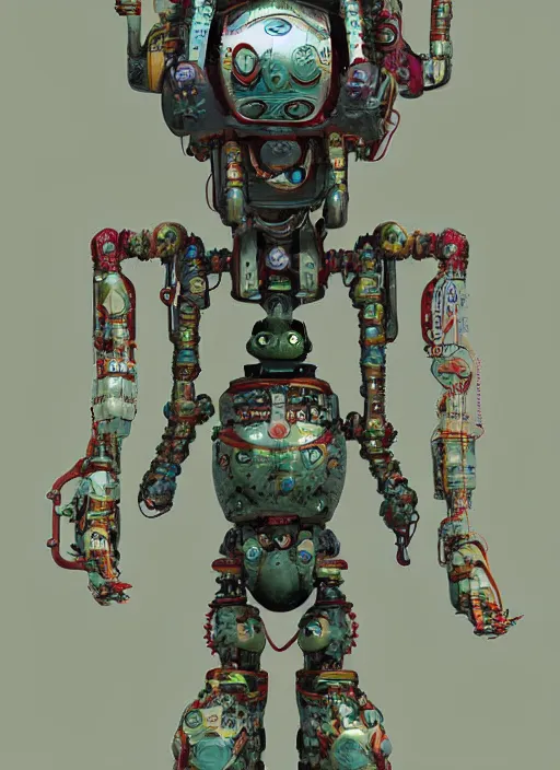 Prompt: portrait of a shaman robot, full colour, the akashic records of literary dreams as decoration, full colour, 3 d shaded, sam wolfe, zbrush central,