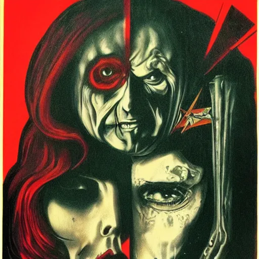 Image similar to 1 9 7 0 s spanish occult horror poster, italian supernatural horror film poster art, euro horror, 1 9 6 0 s, 1 9 7 0 s art, horror film poster