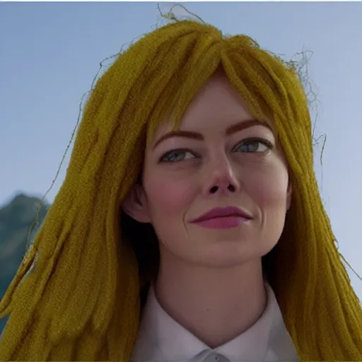 Prompt: an anthromorphoic banana character that has the face of emma stone