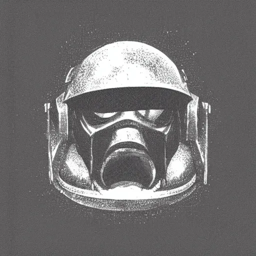 Image similar to an technical illustration of the helmet of a space marine from warhammer 4 0 k