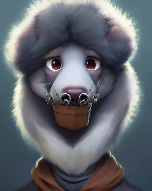 Image similar to character concept art of a cute male anthropomorphic furry | | adorable muzzle, key visual, realistic shaded perfect face, tufted godrays, fine details by stanley artgerm lau, wlop, rossdraws, james jean, andrei riabovitchev, marc simonetti, and sakimichan, trending on weasyl