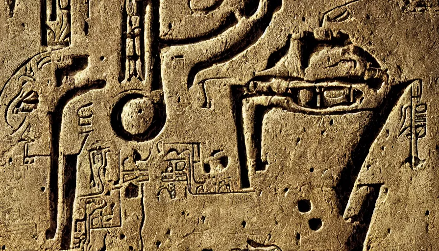 Image similar to h. r. giger hieroglyphs, hieroglyphs showing ufos alien planets, gold plate render, various refining techniques, micro macro auto focus, top photography photo art gallery, realistic photo, insane detail