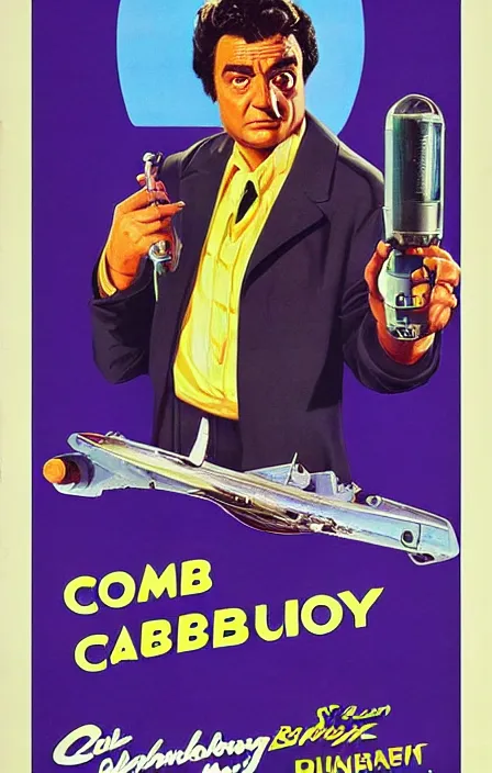 Image similar to columbo in 1 9 5 0 s pulp sci - fi movie poster, retrofuturism, highly detailed, mgm studios, david klein, reynold brown