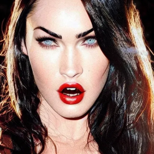 Image similar to megan fox with fangs!!!!! as vampire