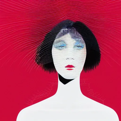 Image similar to a woman in a virtual reality system, illustration for dior by stina persson and yoshitaka amano