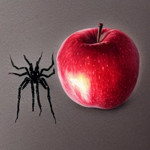 Prompt: merges an apple with a spider, professional sketch