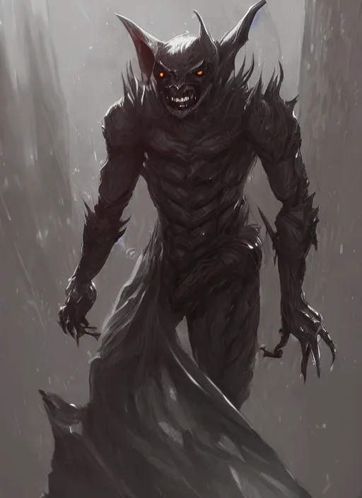 Prompt: detailed beautiful cool male character art depicting a creepy bat vampire monster, concept art, depth of field, on amino, by sakimichan patreon, wlop, weibo, bcy. net, colorhub. me high quality art on artstation.