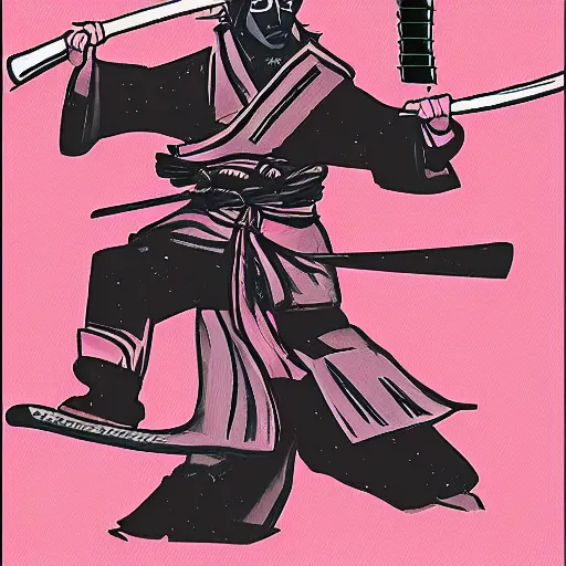 Prompt: samurai action pose in the style of aenami, alena