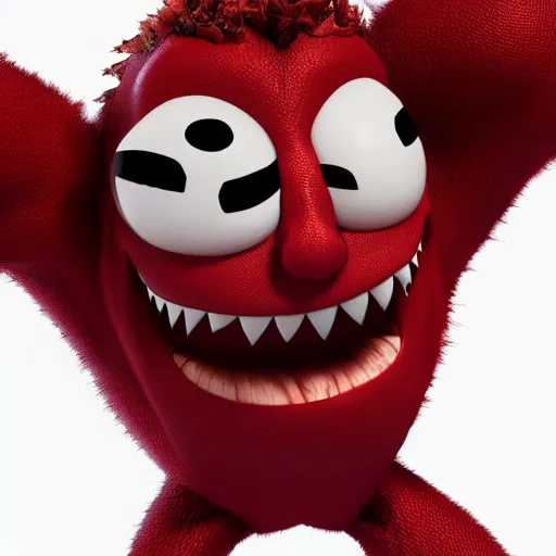 Prompt: carnage as a pixar character, up, studio lighting, animation, 3 d render,