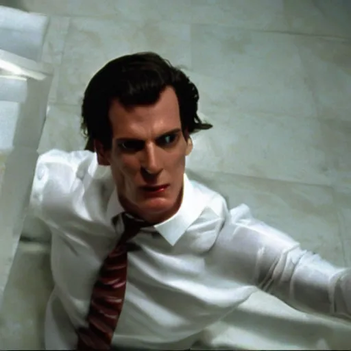 Image similar to greek statue of Patrick Bateman, viewed from above, in American Psycho (1999)