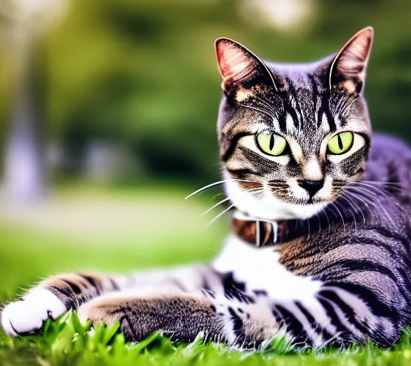 Prompt: 5 5 mm portrait photo of a cat as admiral in military outfit and sunglasses, in a park by luis royo. soft light. sony a 7 r iv