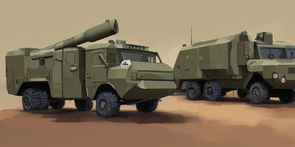 Prompt: cute little himars vehicle by goro fujita