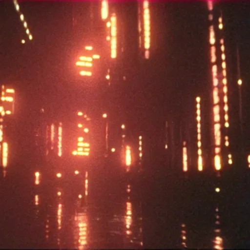 Prompt: A still of C-beams glittering in the dark near the Tannhäuser Gate, from Blade Runner (1982) - 4