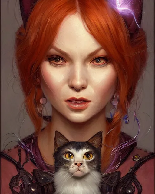 Image similar to lady misfortune the cat | highly detailed | from the pixar film sneaky cats | very intricate | cinematic lighting | award - winning | closeup portrait | by donato giancola and mandy jurgens and charlie bowater | featured on artstation