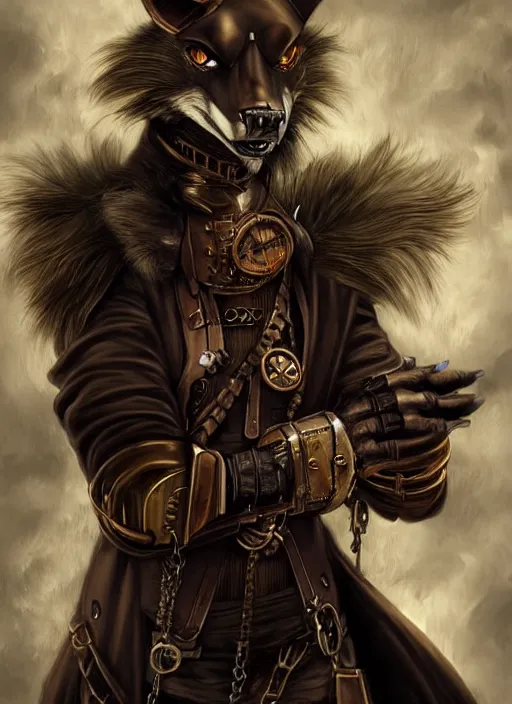 Prompt: steampunk sergal, fantasy, art station, dramatic, concept art, portrait