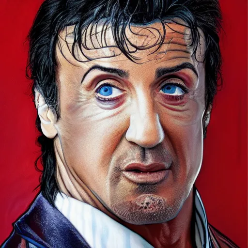 Prompt: color portrait of sylvester stallone