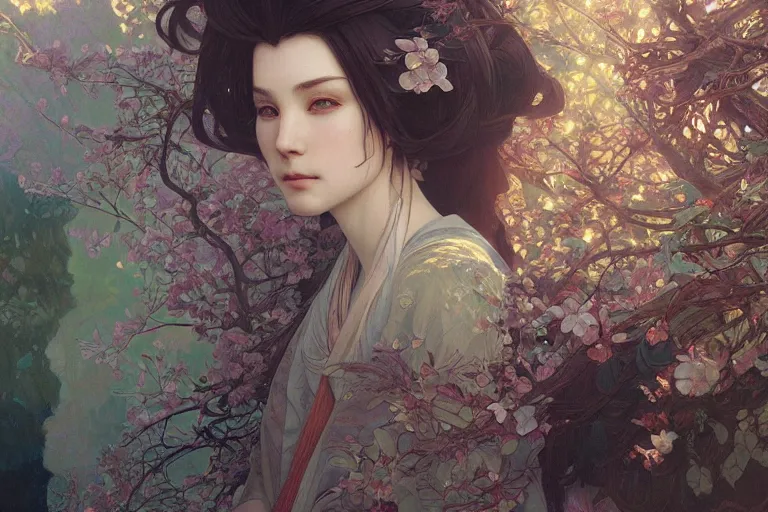 Image similar to a beautiful realistic painting of koyasan, intricate, elegant, highly detailed, digital painting, artstation, concept art, by krenz cushart and artem demura and alphonse mucha