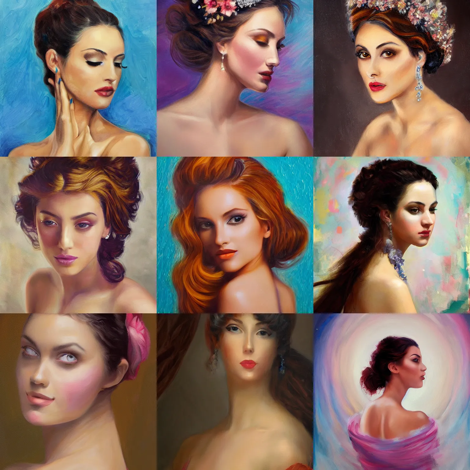 Prompt: painting of a beautiful woman, 4k, alluring, charming, exquisite, elegant, pleasing, grand, graceful, gorgeous