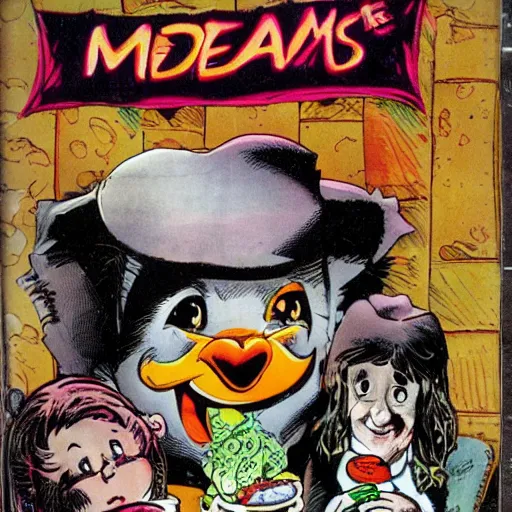 Image similar to dream of the endless asking for a happy meal at mcdonalds comic book sam kieth