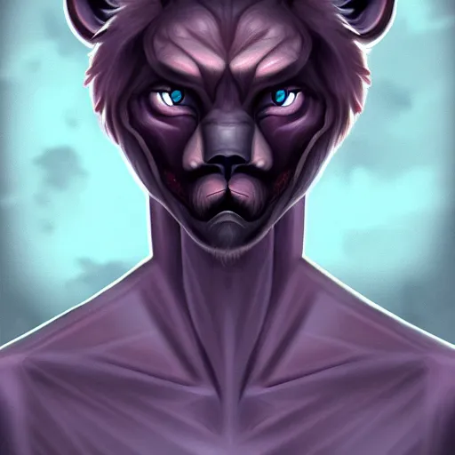 Image similar to exophilia, handsome, lion alien race, big black eyes artstation