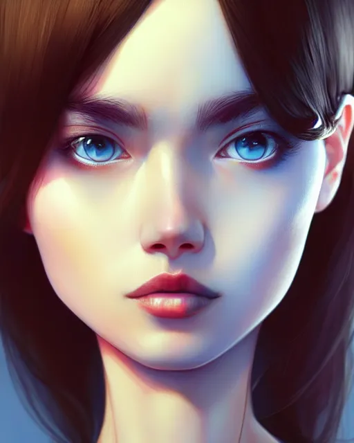 Prompt: full 1 2 0 mm face portrait of a beautiful slender uzbek girl, in tshirt, furious, by saruei and guweiz and ilya kuvshinov and grant morrison and range murata digital art, ultra clear and sharp focus, trending on artstation hq, deviantart, pinterest, unreal engine 5, 4 k uhd image