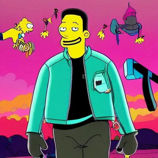 Image similar to Will Smith cosplay in The Simpson TV Show, detailed, colourful masterpiece beautiful beautiful beautiful