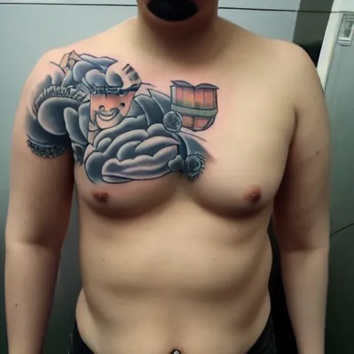 Image similar to full body tatoo ghibli chubby