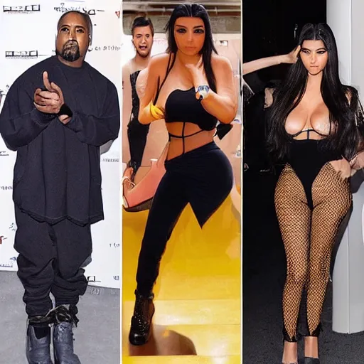 Prompt: kanye west defeated at the battle of kardashians, slain by pete the skete