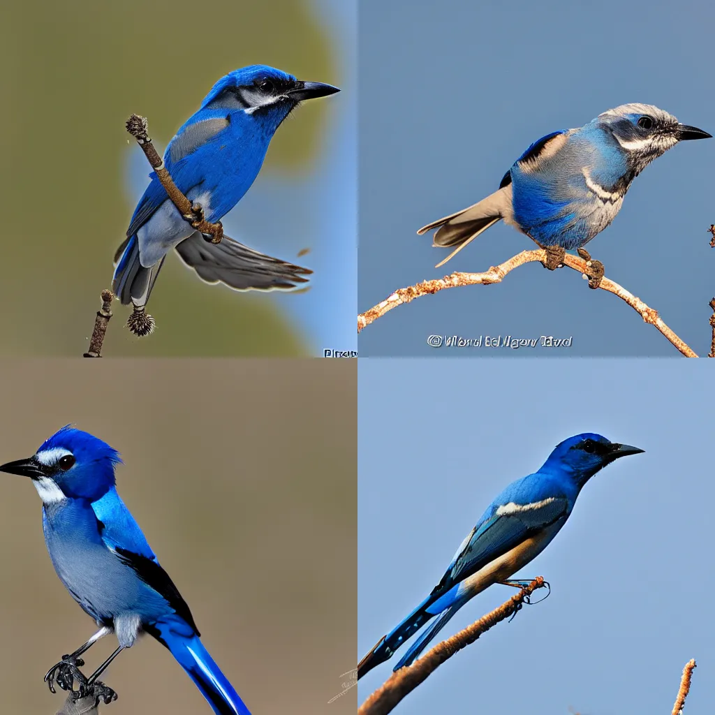 a blackburnian warbler-bluejay hybrid., Stable Diffusion