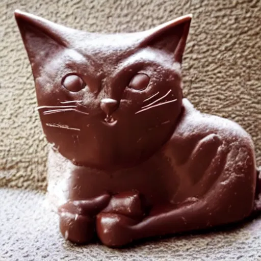 Prompt: a cat made of chocolate