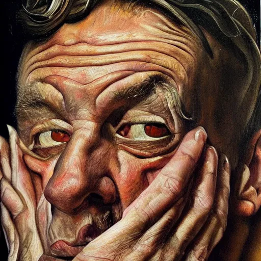 Image similar to high quality high detail painting by lucian freud, hd, devil satan portrait, photorealistic lighting