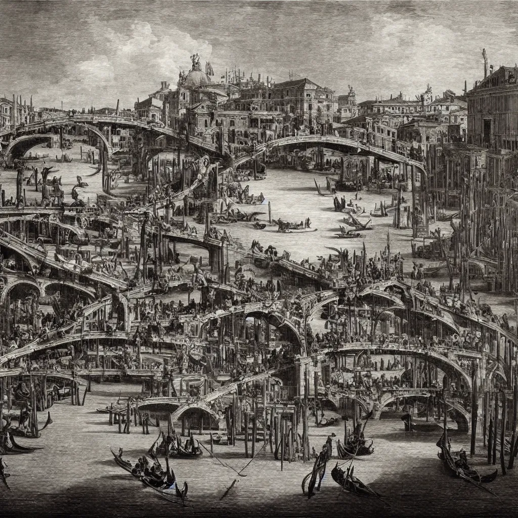 Image similar to the bridges of venice by piranesi