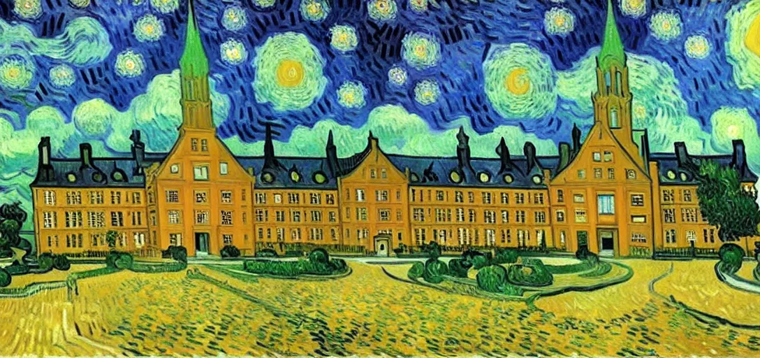 Prompt: princeton university, painting by van gogh