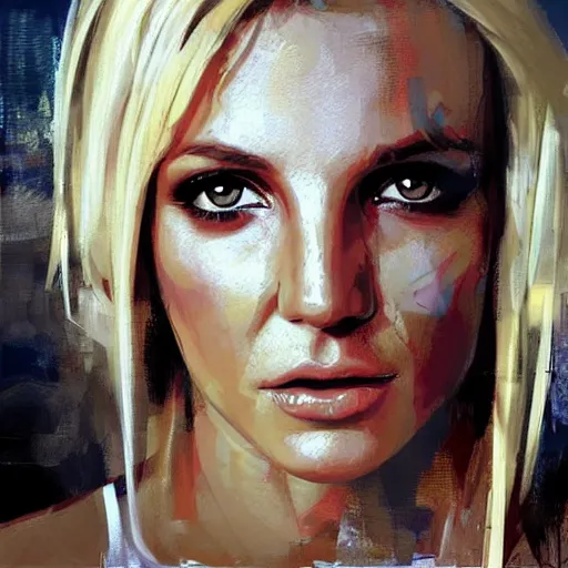 Image similar to britney spears and emma morphed together, hybrid, jeremy mann painting