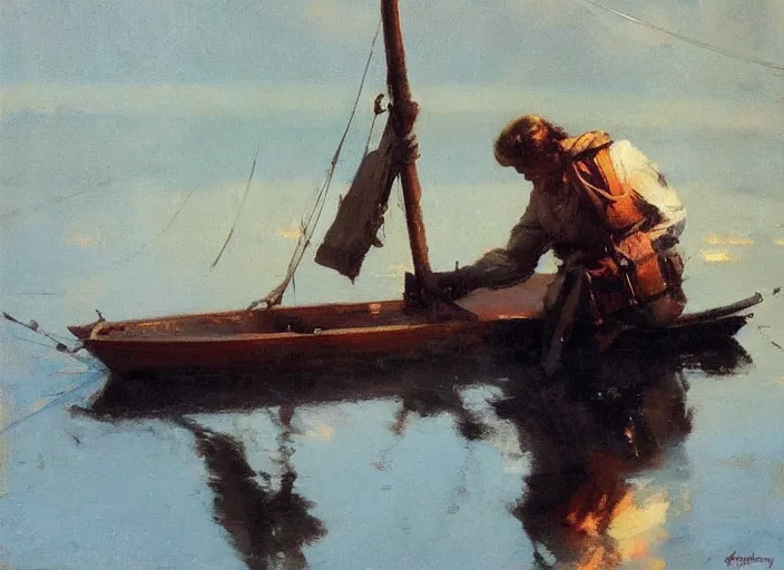 Prompt: oil painting of reflective copper still by anders zorn, wonderful art by greg rutkowski, beautiful cinematic light, american romanticism by greg manchess, reflections and refraction, sunlight