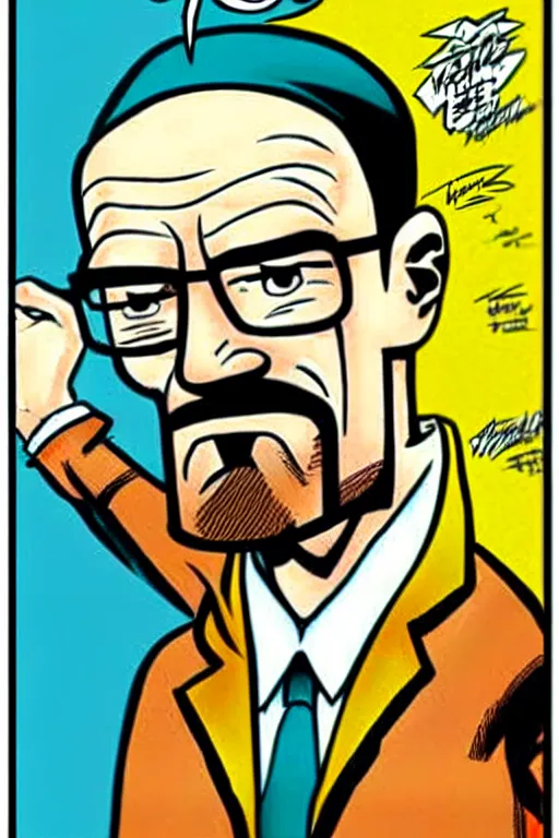 Image similar to walter white, in the style of dan decarlo, as drawn by dan decarlo for archie comics,