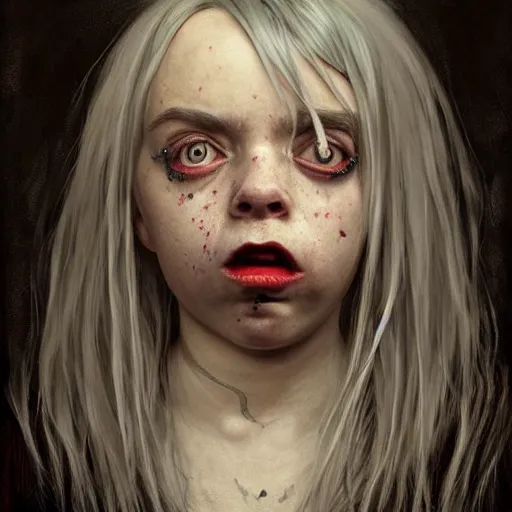 Image similar to painting of billie eilish by michal karcz in the style of chucky