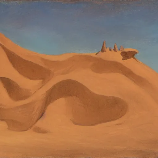 Image similar to A giant sand golem, by asher duran