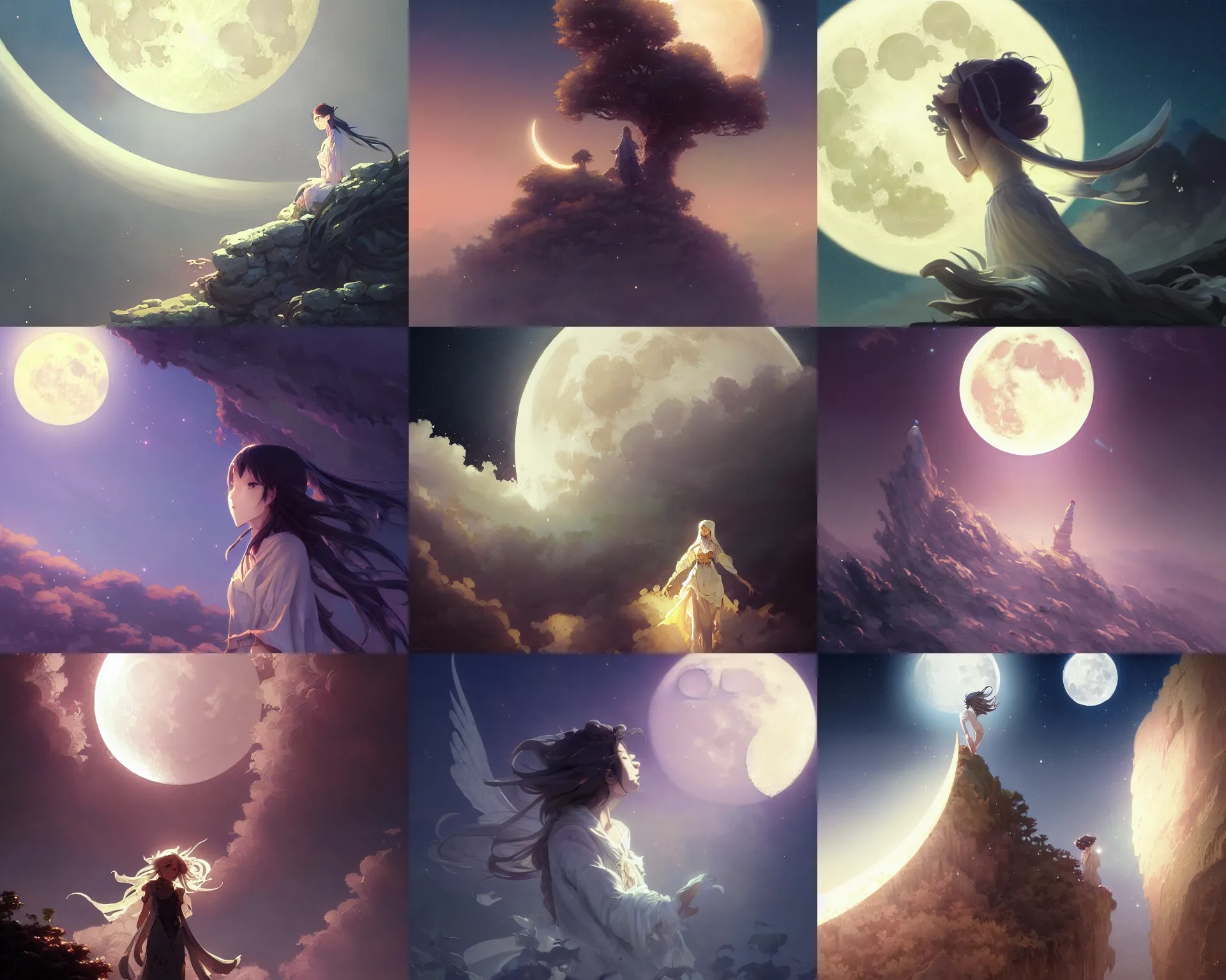 Prompt: heavenly moon, magnificent, close up, details, sharp focus, elegant, highly detailed, illustration, by Jordan Grimmer and greg rutkowski and PiNe(パイネ) and 薯子Imoko and 香川悠作 and wlop and maya takamura, intricate, beautiful, Trending artstation, pixiv, digital Art