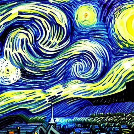 Prompt: starry night by junji ito