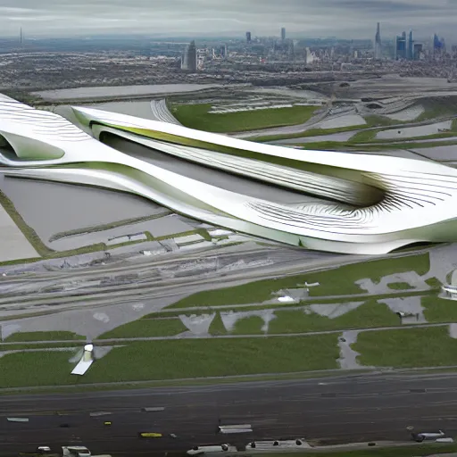 Image similar to LaGuardia if it were designed by Zaha Hadid