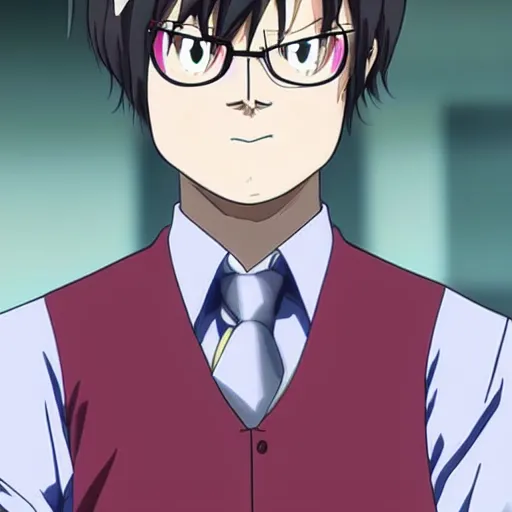 Prompt: Dwight schrute as an anime villain